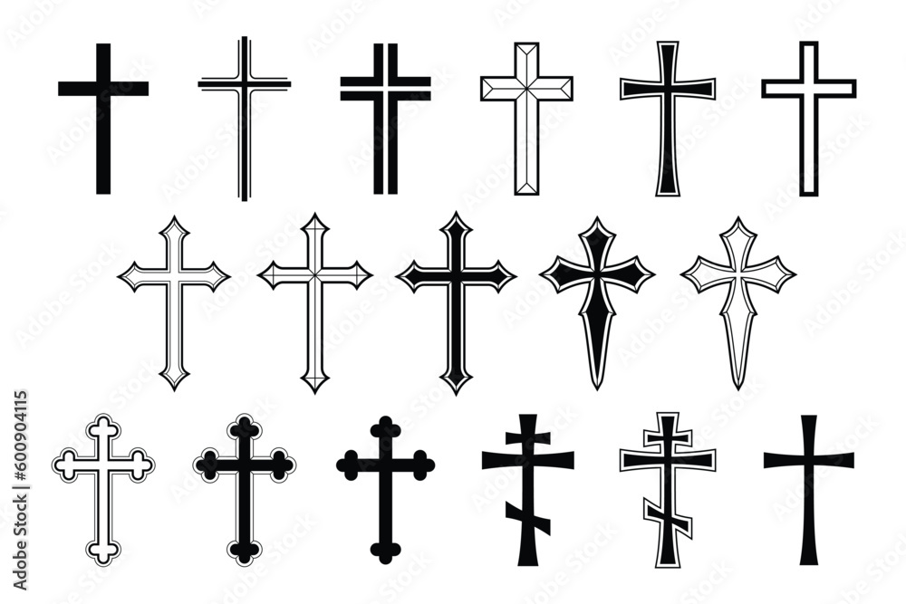 Christian cross icon set