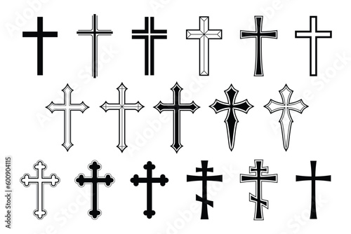 Valokuva Christian cross icon set