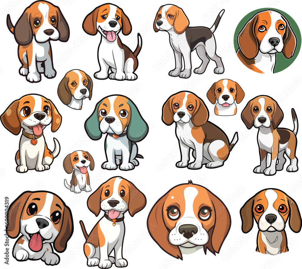 Cute beagle dog sticker pack