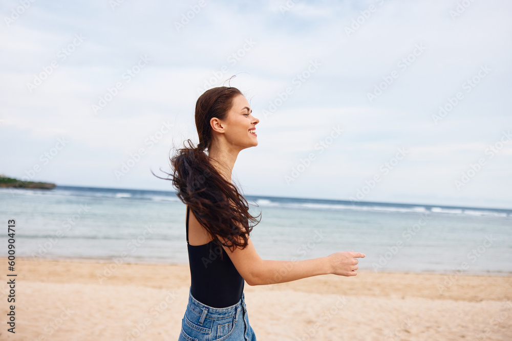 woman summer sea running sunset lifestyle beach travel sexy smile young woman summer sea running sunset lifestyle beach travel sexy smile young