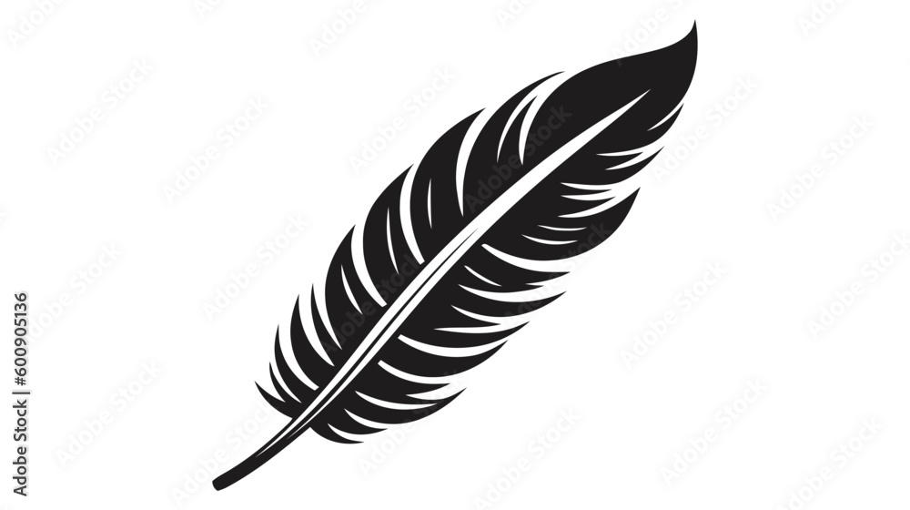 Feather icon. Vector silhouette logo on white background Feather icon. Vector silhouette logo on white background