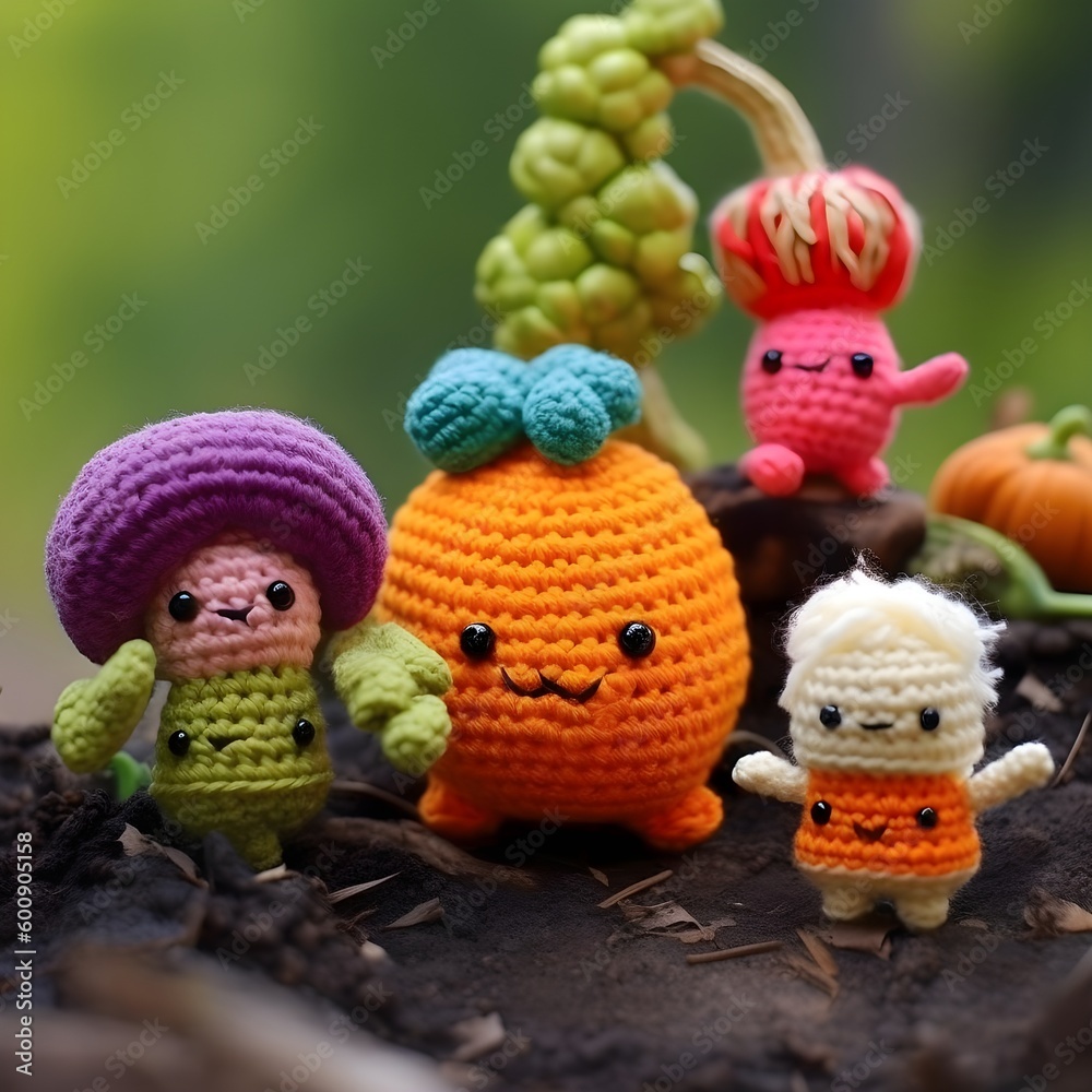cute crochet vegetable friends