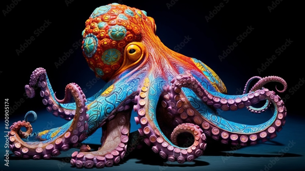 Fototapeta premium A curious octopus changing shape and color. AI generated