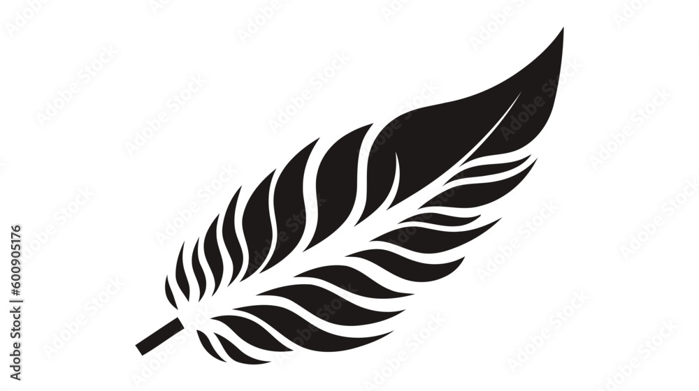Fototapeta premium Feather icon. Vector silhouette logo on white background