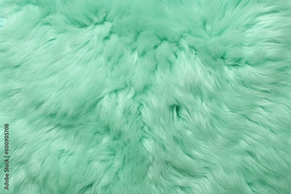 Obraz premium Very peri mint color sheep fur sheepskin rug background Wool texture. AI generative