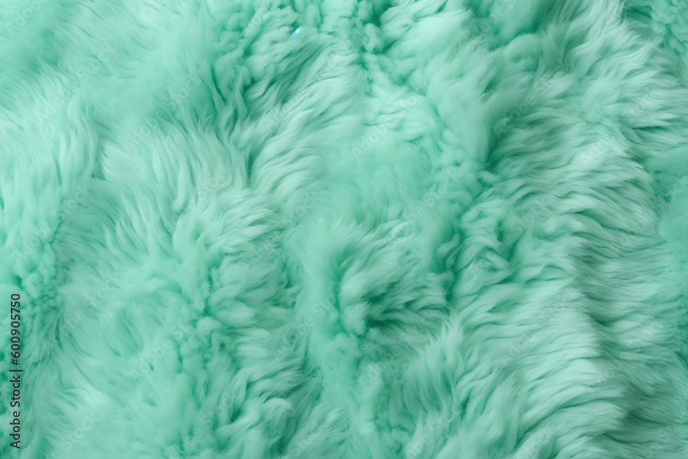 Very peri mint color sheep fur sheepskin rug background Wool texture. AI generative Very peri mint color sheep fur sheepskin rug background Wool texture. AI generative