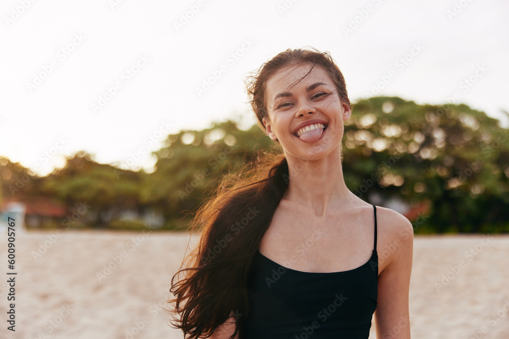 woman adult beach sea ocean sunset lifestyle sand smile vacation summer woman adult beach sea ocean sunset lifestyle sand smile vacation summer