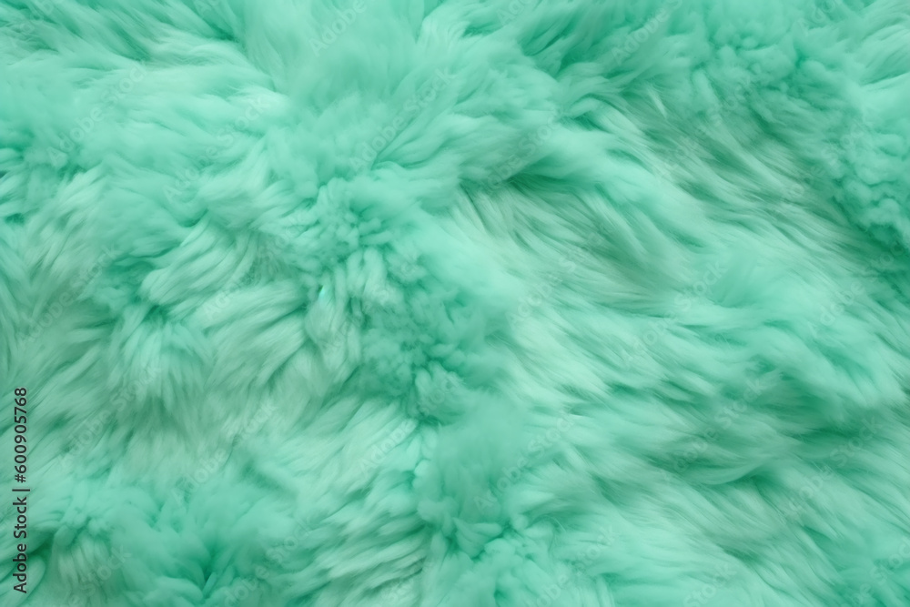 Fototapeta premium Very peri mint color sheep fur sheepskin rug background Wool texture. AI generative