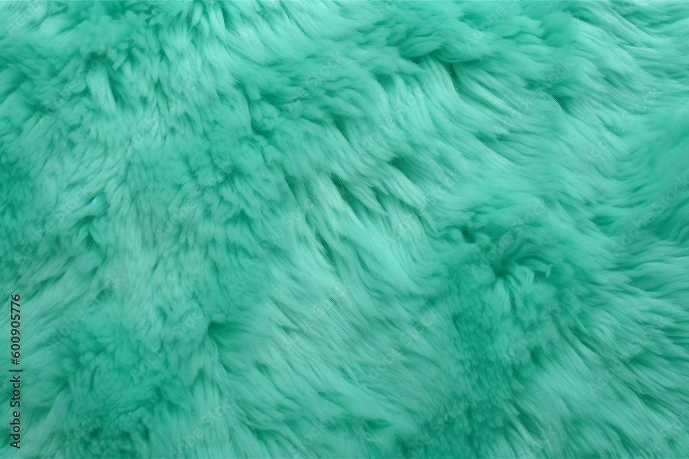 Very peri mint color sheep fur sheepskin rug background Wool texture. AI generative