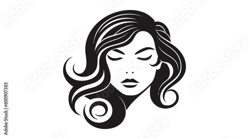 Beautiful silhouette of girl, woman. Salon logo, vector illustration on white background