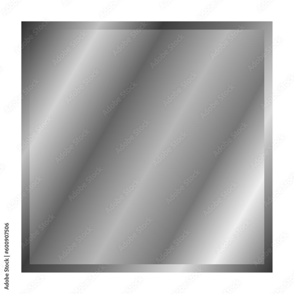 Metal button on white. Silver square in vector. Mirror Metal button on white. Silver square in vector. Mirror