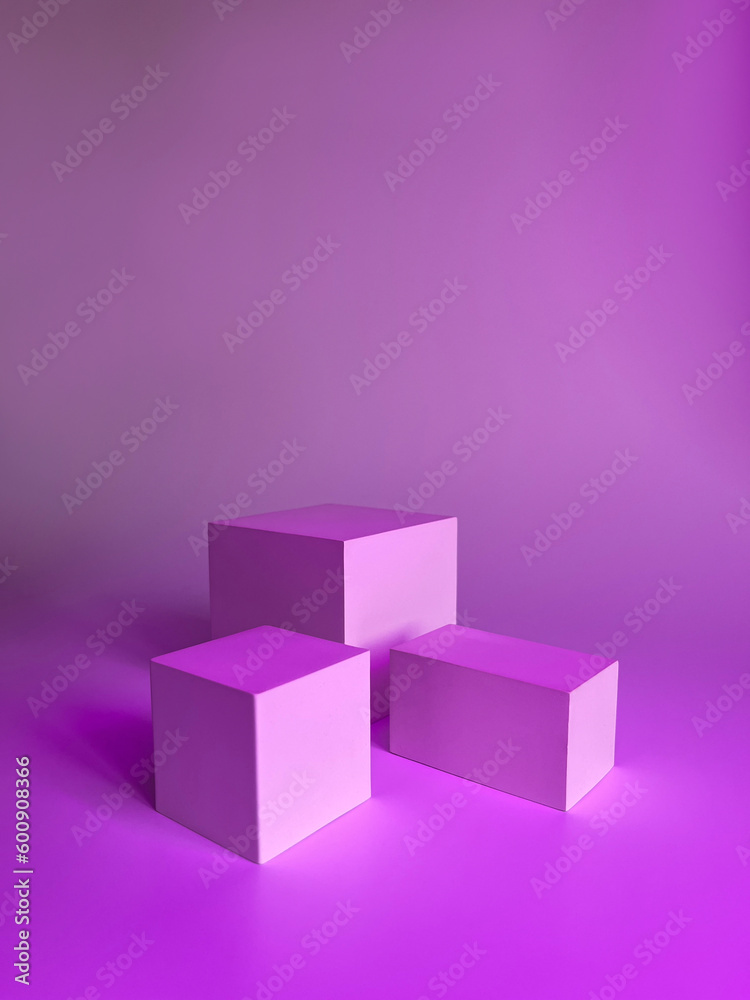 Obraz premium Abstract empty pink podium on a pink background.Mockup of products for skin or hair care. Studio photo