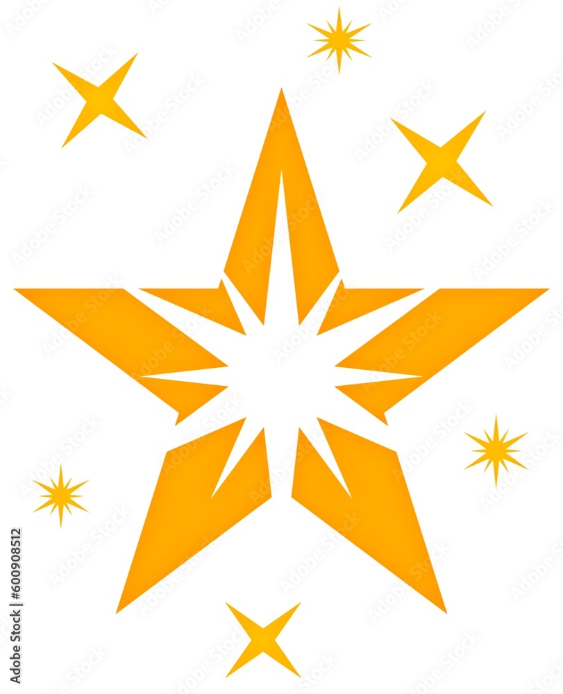 polygonal orange bright stars on a white background polygonal orange bright stars on a white background