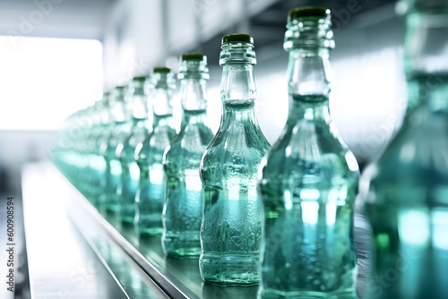 Mass Production of Beverages: Captivating Stock Image of Plastic Bottle Filling Line