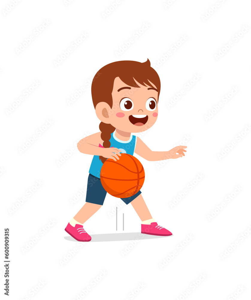 little kid play basketball and feel happy little kid play basketball and feel happy