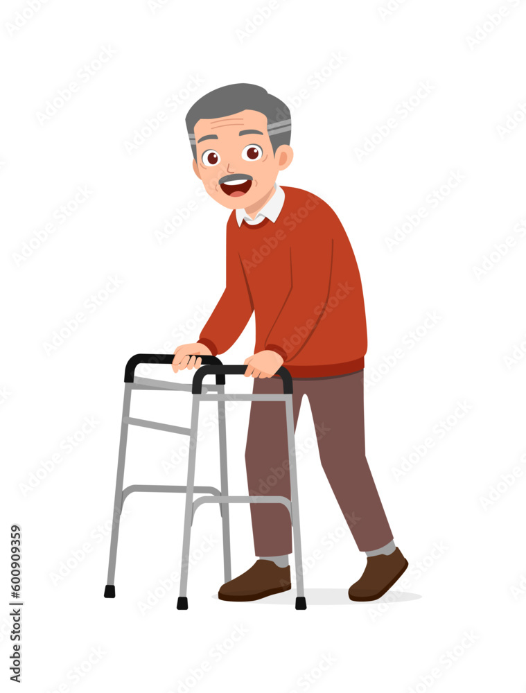 old man using walking cane and feel happy old man using walking cane and feel happy