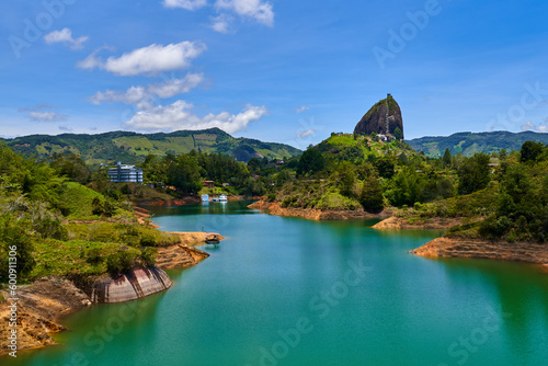 Scenic View of Rock of Guatapé with lake in the foreground | Embalse Guatapé 