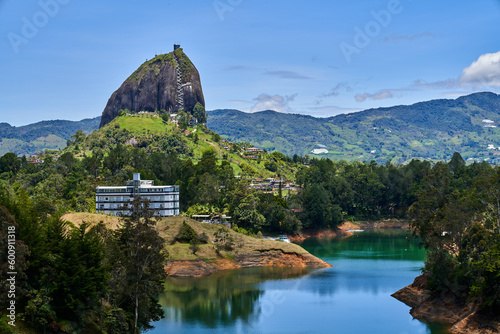 Scenic View of Rock of Guatapé with lake in the foreground | Embalse Guatapé 