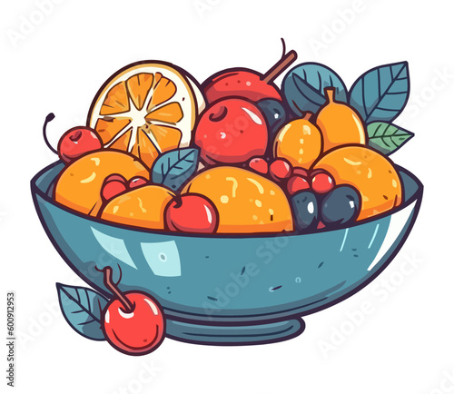 Fresh fruit bowl with ripe juicy berries