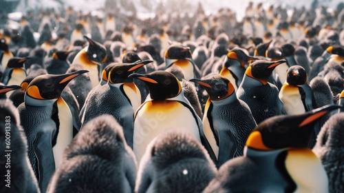 A group of penguins huddling together to stay warm. AI generated