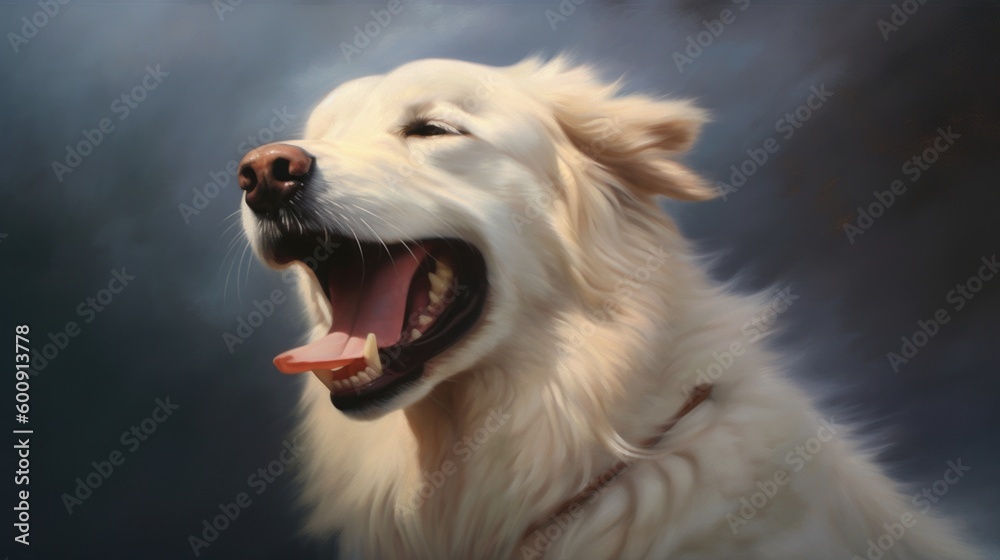 A happy dog wagging its tail and panting. AI generated