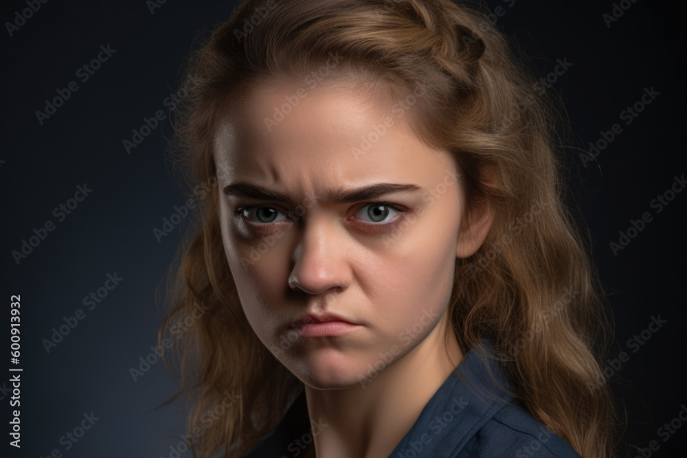 Disapproving Glance on Studio Background, generative ai Disapproving Glance on Studio Background, generative ai