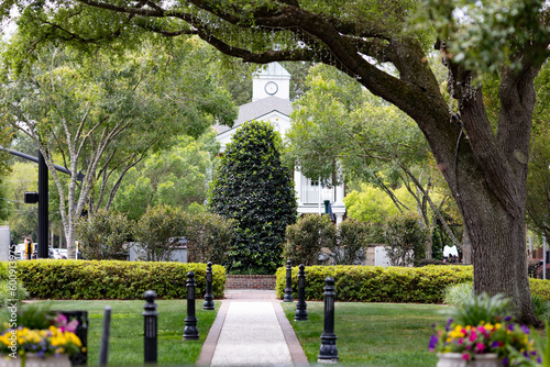 Pathway in Huntington Square Park in Downtown Summerville, South Carolina. Summerville is the birth place of sweet tea and has southern charm photo
