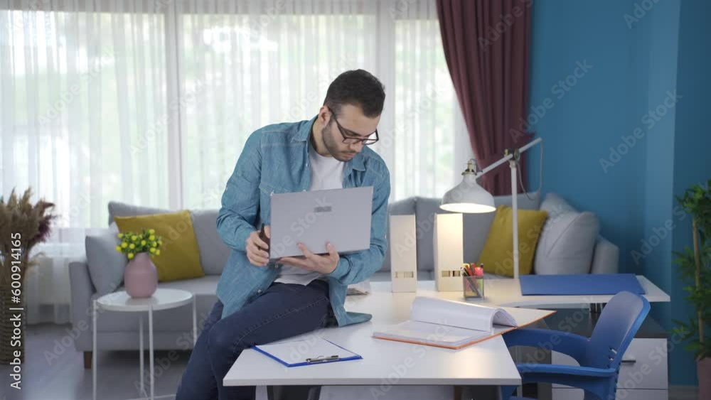 Self-employed businessman working hard.