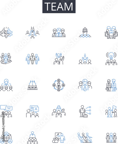 Team line icons collection. Group, Bundle, Bunch, Collection, Agglomeration, Clump, Conglomeration vector and linear illustration. Pack,Heap,Batch outline signs set