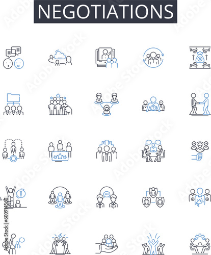 Negotiations line icons collection. Contrast, Inconsistency, Variety, Balance, Balance, Diversity, Fluidity vector and linear illustration. Heterogeneous,Homogeneous,Irregular outline signs set