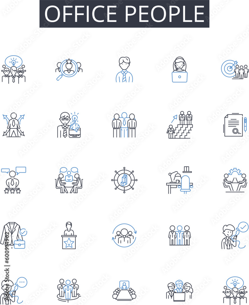 Office people line icons collection. Vacation, Break, Holiday, Relaxation, Adventure, Escape, Leisure vector and linear illustration. Staycation,Retreat,Rejuvenation outline signs set