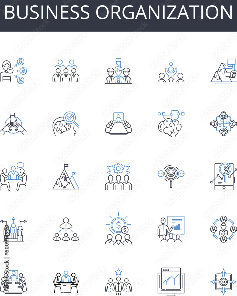 Business organization line icons collection. Innovation, Futurism, Progress, Revolution, Advancement, Tomorrow, Change vector and linear illustration. Cutting-edge,Modernization,Visionary outline