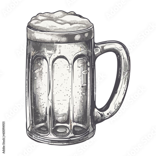 Frothy beer drink, sketch style
