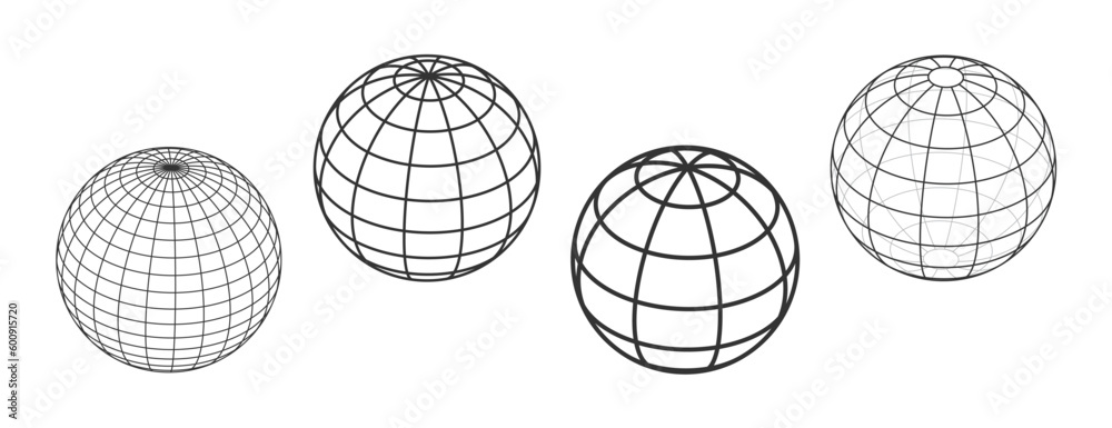 simple classic globe wireframe set simple classic globe wireframe set