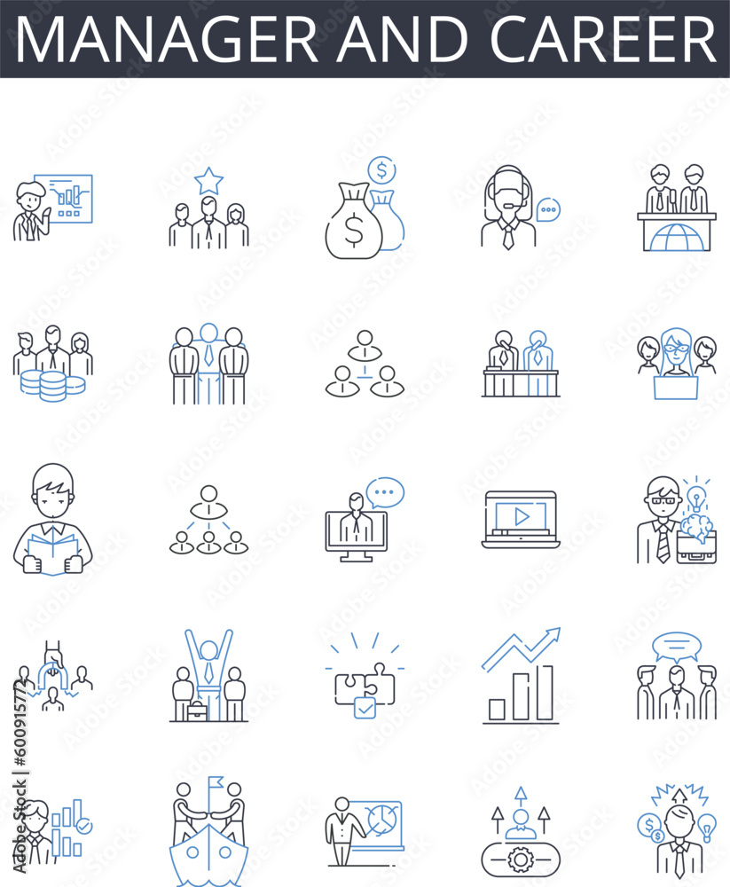 Manager and career line icons collection. Equality, Feminism, Masculinity, Stereotypes, Intersectionality, Sexuality, Patriarchy vector and linear illustration. Empowerment,Identity,Bias outline signs