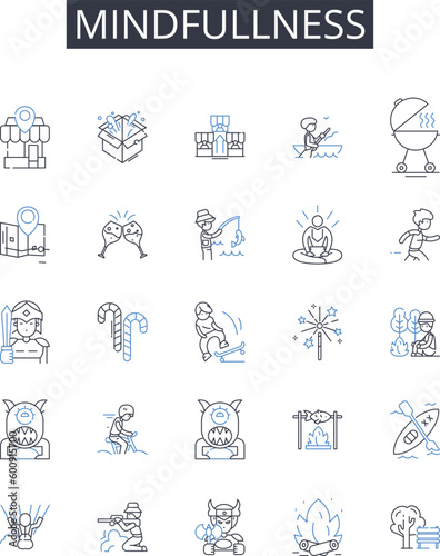 Mindfullness line icons collection. Promote, Marketing, Branding, Commercial, Promotional, Advertorial, Publicity vector and linear illustration. Sales,Advertising,Display outline signs set
