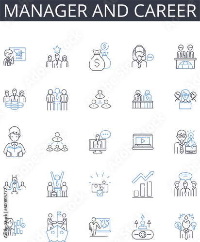 Manager and career line icons collection. Equality, Feminism, Masculinity, Stereotypes, Intersectionality, Sexuality, Patriarchy vector and linear illustration. Empowerment,Identity,Bias outline signs
