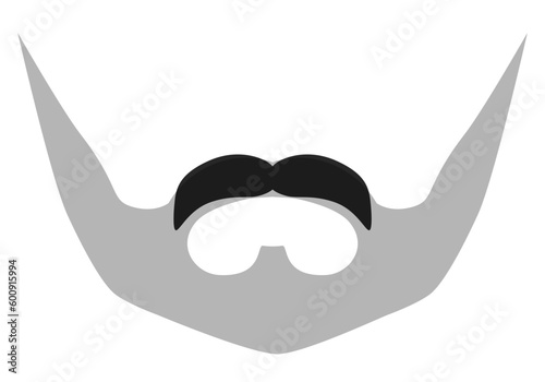 Beardstache Moustache Beard style men illustration Facial hair mustache. Vector black male Fashion template flat barber collection set. Stylish hairstyle isolated outline on white background.