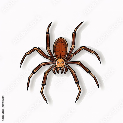 Cartoon sticker of a Spider over white background. Generative AI illustration
