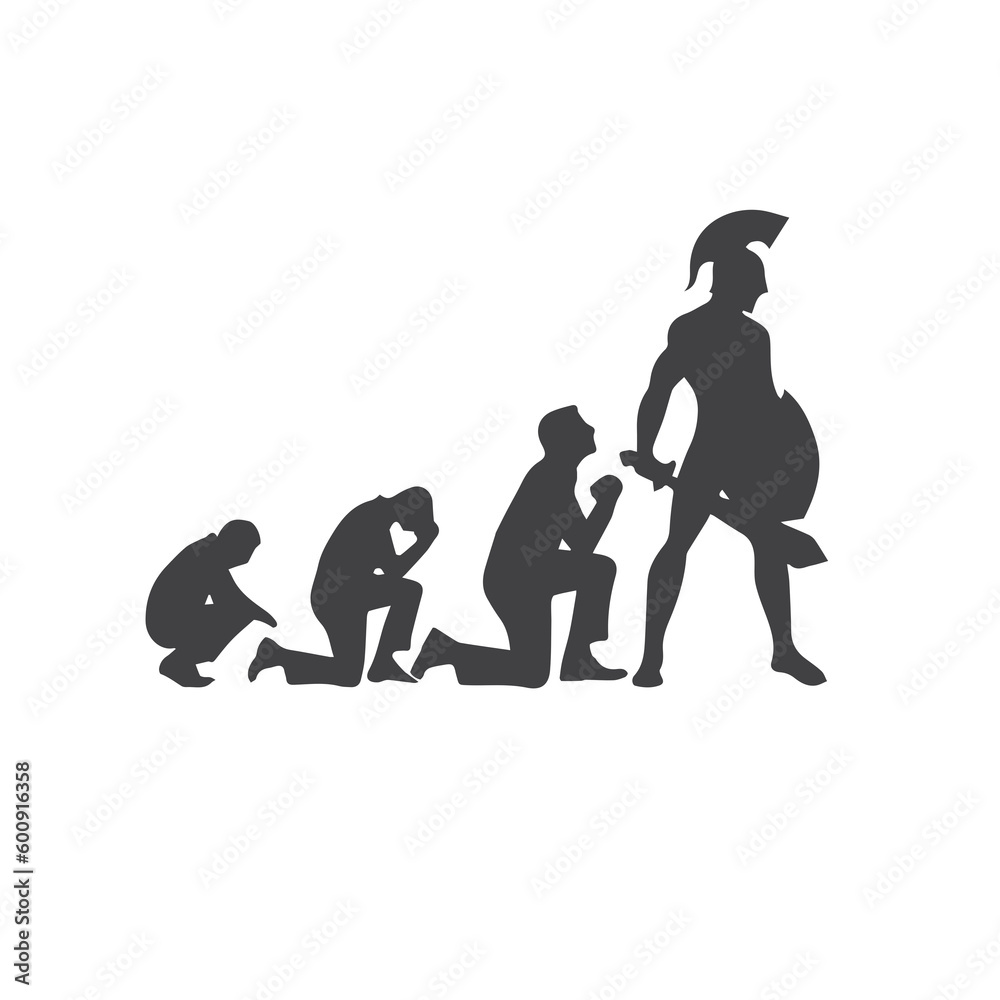 Normal guy transform in warrior vector design Normal guy transform in warrior vector design