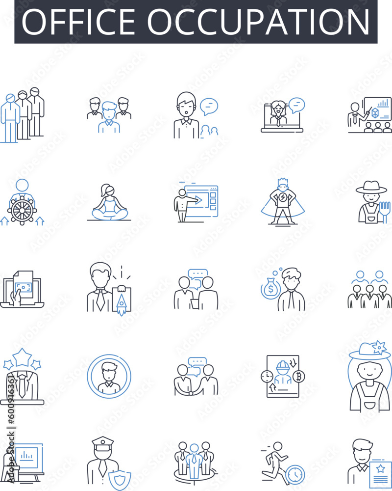 Office occupation line icons collection. Evaluation, Testing, Grading, Analysis, Measurement, Benchmarking, Feedback vector and linear illustration. Scoring,Appraisal,Review outline signs set