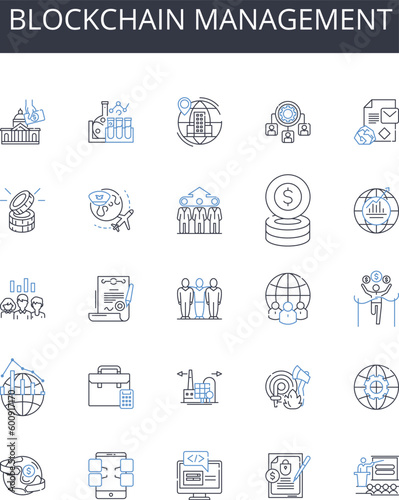 Blockchain management line icons collection. Fabric, Sewing, Patterns, Design, Needlework, Fashion, Fit vector and linear illustration. Style,Tailoring,Stitching outline signs set