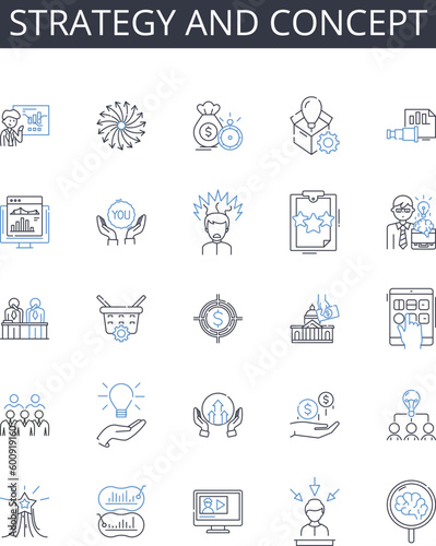 Strategy and concept line icons collection. Unity, Solidarity, Collaboration, Alliance, Partnership, Accord, Harmony vector and linear illustration. Coalition,Coordination,Synergy outline signs set