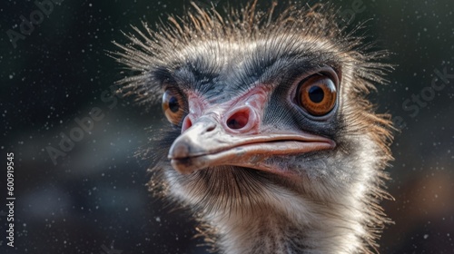 A proud ostrich showing off its feathers. AI generated