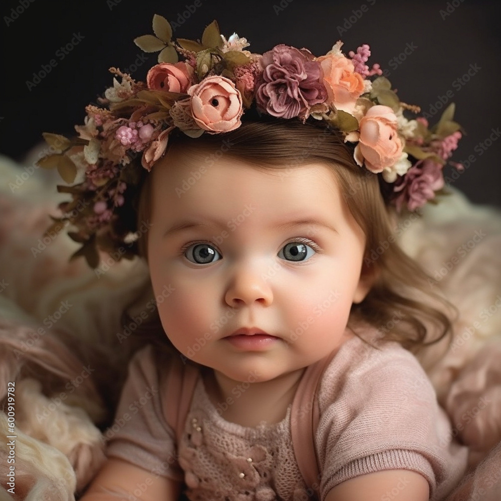 portrait of a little girl with flowers