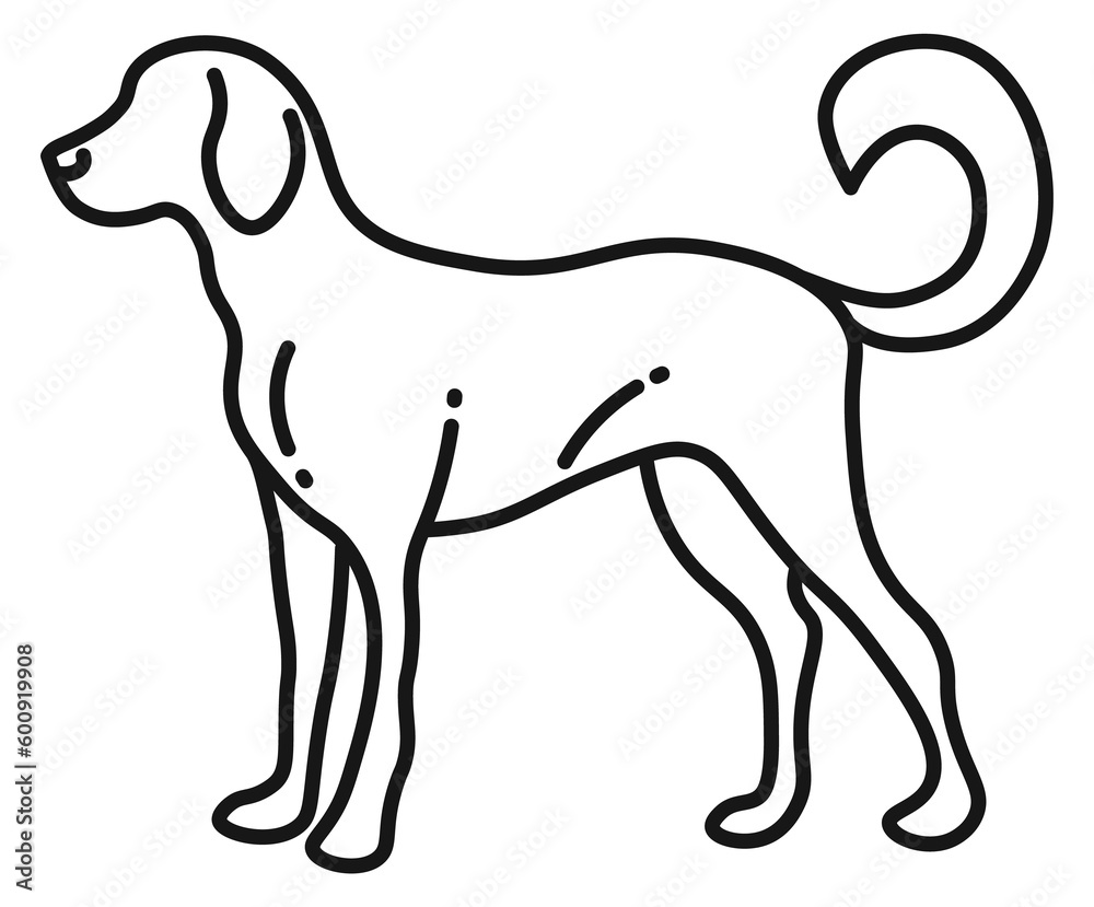 Dog standing icon. Friendly pet linear drawing Dog standing icon. Friendly pet linear drawing