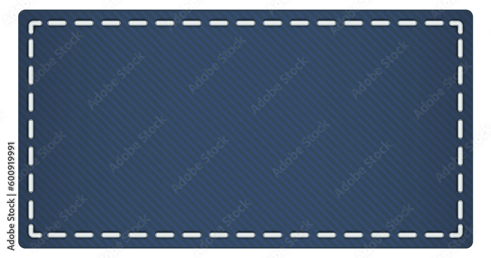 Blue fabric patch with realistic seam. Empty frame Blue fabric patch with realistic seam. Empty frame