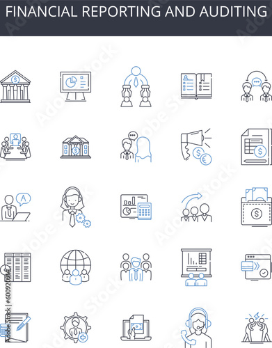 Financial reporting and auditing line icons collection. Woodworking, Timber, Sawing, Chiseling, Planing, Joinery, Hammering vector and linear illustration. Nailing,Sanding,Cutting outline signs set