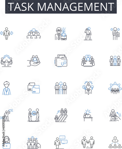 Task management line icons collection. Innovation, Futurism, Creativity, Piering, Advancement, Breakthroughs, Revolutionary vector and linear illustration. Ambition,Imagination,Ingenious outline signs