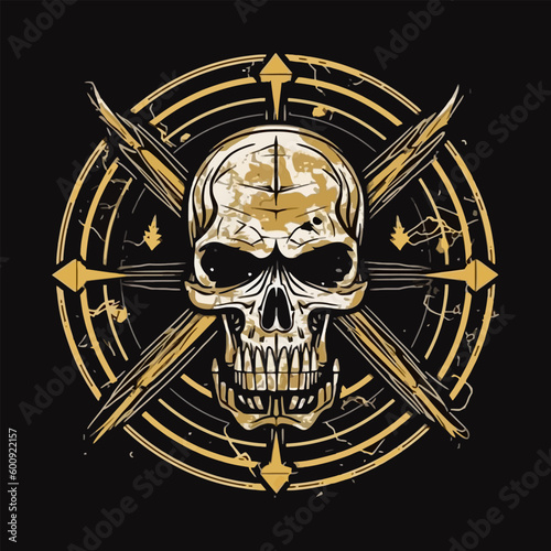 Emblem logo of a special forces unit with sword, vector design isolated on black background